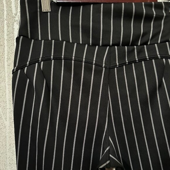 Black Pinstripe High Waist Stretch Pants - Picture 7 of 9